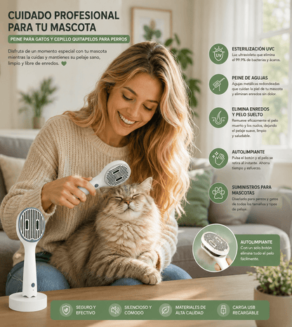Peine para Mascotas con Esterilización UV